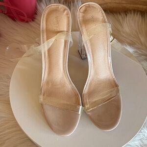 White Fox Boutique Nude and Clear Heels US 8